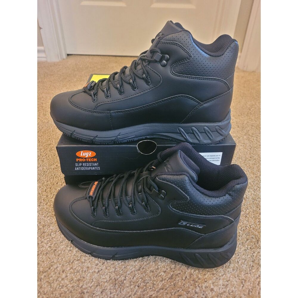 Lugz Rapid SR Mens 8 Black Slip Resistant Work Boots High Top Sneaker New
